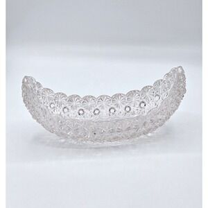 Vintage Cut Glass "Boat Shaped"‎ Oval 8" Candy Dish or Serving Bowl